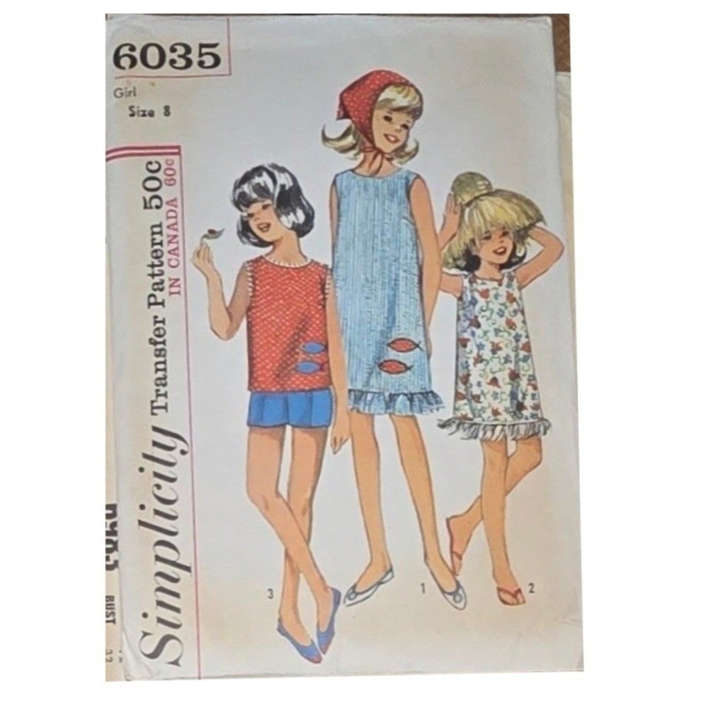 Vintage 1960s Sewing Patterns Lot McCalls 6985 Simplicity 6035 Mod Dress Skirt